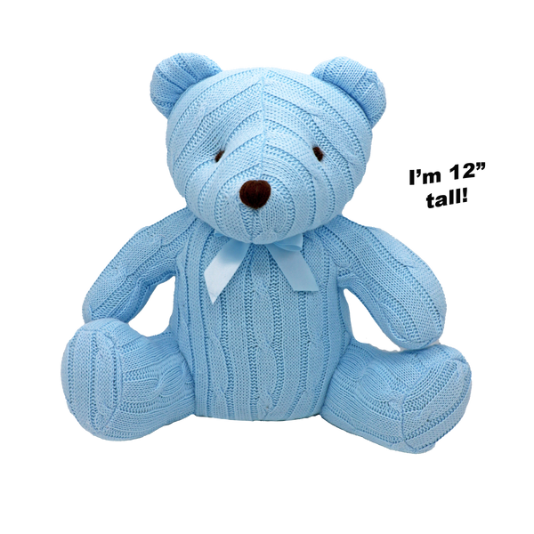 Rose Textiles 12 inch Blue cable Knit Bear