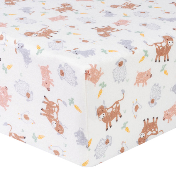 Farm Friends Flannel Fitted Crib Sheet