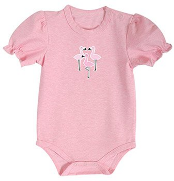 Stephan Baby Snapshirt - Pink Heather w/ Flamingo, 6-12 months