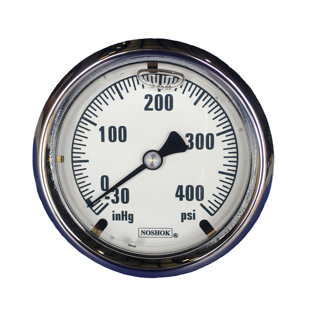 Innovative Controls #3010107 "NOSHOK" 6.0" Dia. Stainless Steel Case Gauge, White Background - CHOOSE PSI