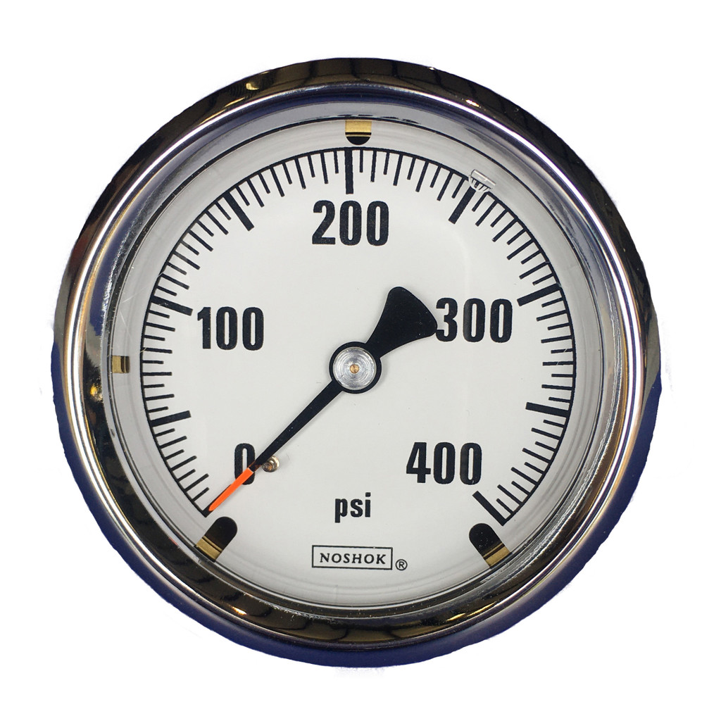 Innovative Controls #3010100-OTP IC "NOSHOK" 2.5" Dia. Stainless Steel Case Gauge, White Background w/ Orange Tip Pointer - CHOOSE PSI
