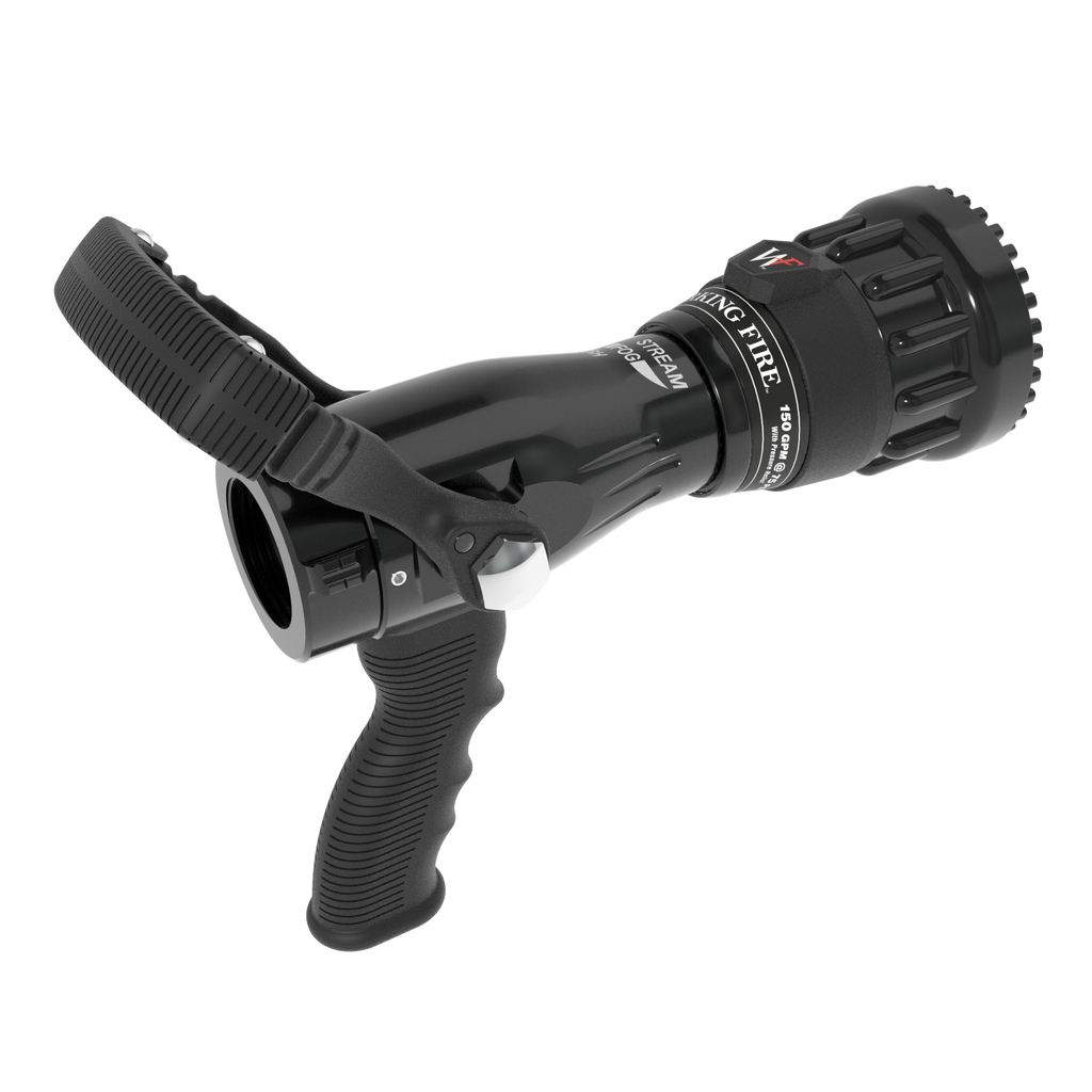 Working Fire Fixed Flow One-Piece Nozzle With Pistol Grip, Ball Valve – 150 GPM @ 75 PSI, 1.5″ NHF Rocker Swivel Inlet, Rubber Teeth