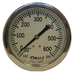 Class 1 3.5" Liquid Filled White Face Pump Panel Gauge