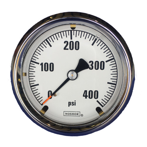 Innovative Controls #3010108-OTP "NOSHOK" 2.5" Dia. Brass Case Gauge, White Background w/ Orange Tip Pointer - CHOOSE PSI