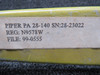 65245-000, 65246-000 Piper PA28-140 Stabilator Trim Rib with Shaft and Cable