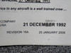 525CLNP-18A Cessna Aircraft 1992 Normal Procedures Manual
