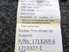 1713269-6, 1713327-1 Cessna 177B Rudder Trim Wheel Assembly with Supports