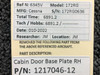 1217046-12 Cessna 172 Cabin Door Base Plate Assembly RH
