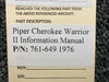 Piper Aircraft Parts 761-649 Piper Cherokee Warrior II Information Manual (1976) 