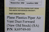 K69749-00 Plane Plastics Piper Air Vent Duct Forward (NEW OLD STOCK) (SA)