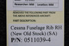 0511039-4 Cessna Fuselage Rib RH (NEW OLD STOCK) (SA)