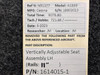 1614015-1 Cessna A188B Vertically Adjustable Seat Assembly LH (Rails: 11")