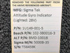Sigma Tek 1U149-001-5, 102-380016-3 Sigma Tek Attitude Gyro Indicator (Lighted: 28V) 