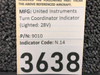 United Instruments 9010 (Code: N.14) United Instruments Turn Coordinator Indicator (Lighted: 28V) 