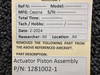 1281002-1 Cessna 210 Actuator Piston Assembly