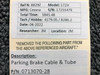 0713070-28 Cessna 172H Parking Brake Cable & Tube Assembly