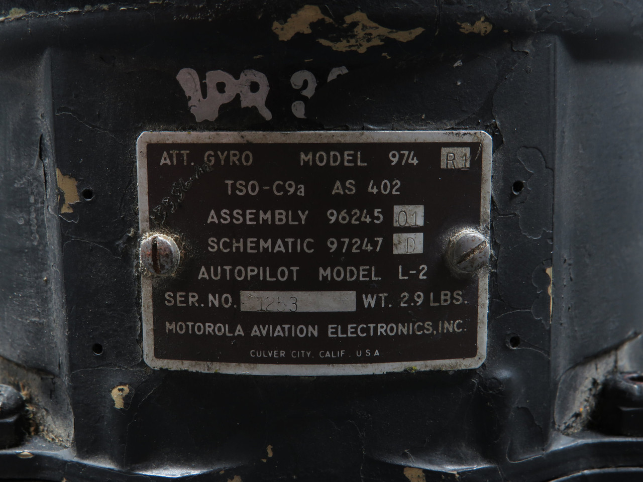96245-01 Motorola Aviation 974-R1 Attitude Gyro Unit
