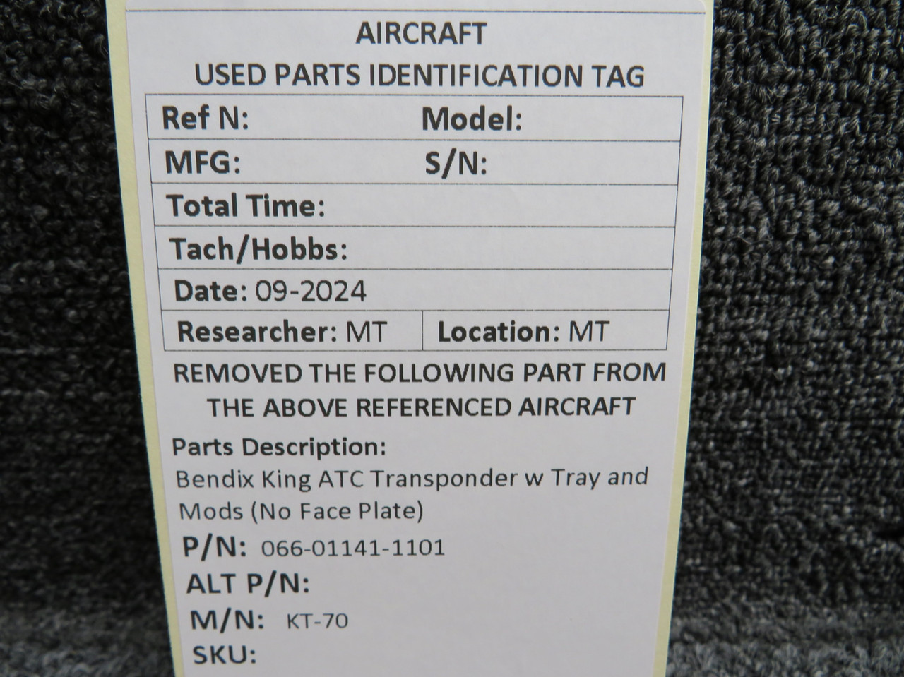 Kページ 066-01141-1101 Bendix King KT-70 ATC Transponder Modified with
