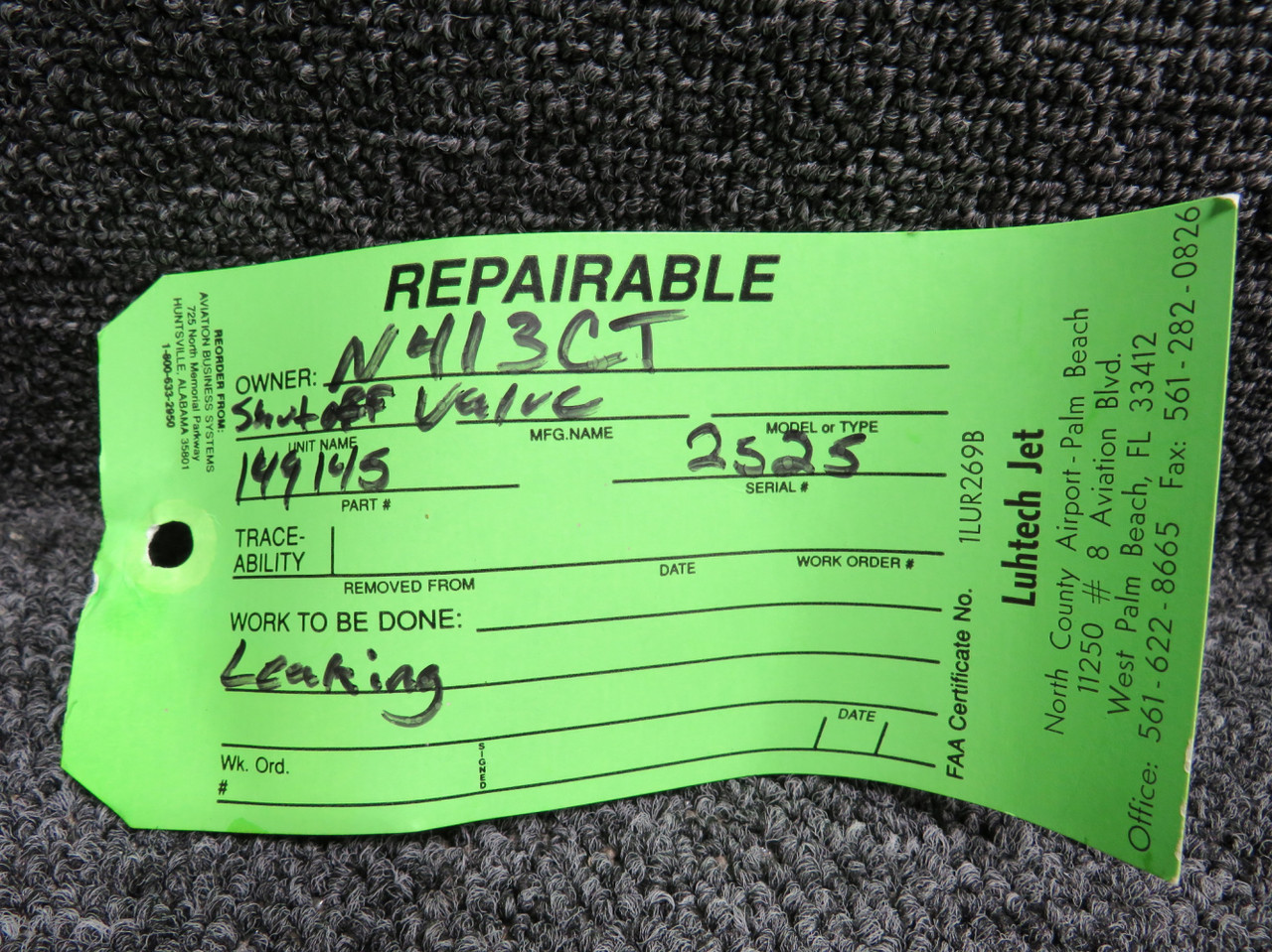 149145 Whittaker Hydraulic Motor Actuator Shutoff Valve Core with