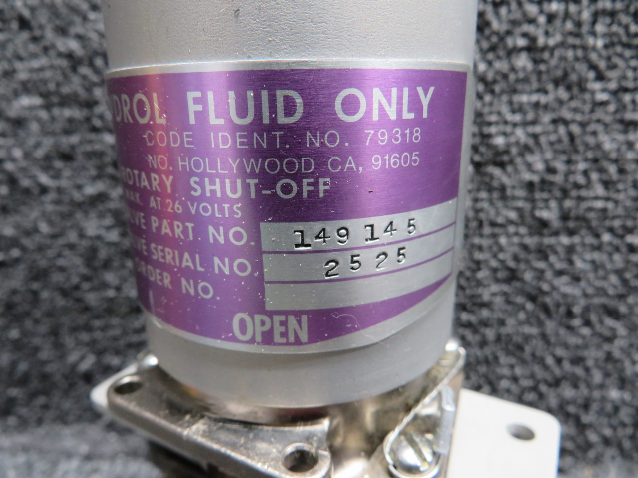 E-② 149145 Whittaker Hydraulic Motor Actuator Shutoff Valve Core with
