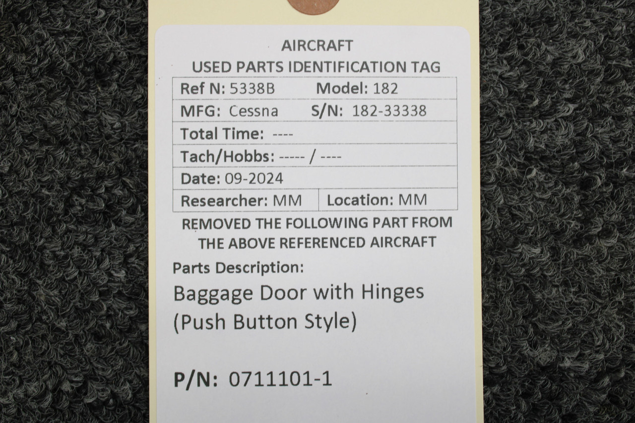 0711101-1 Cessna 182 Baggage Door with Hinges Push Button Style