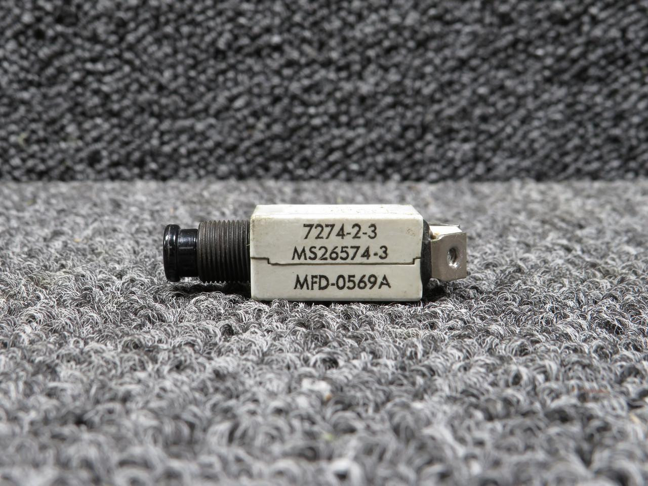 7274-2-36 Klixon Circuit Breaker (3 amp)