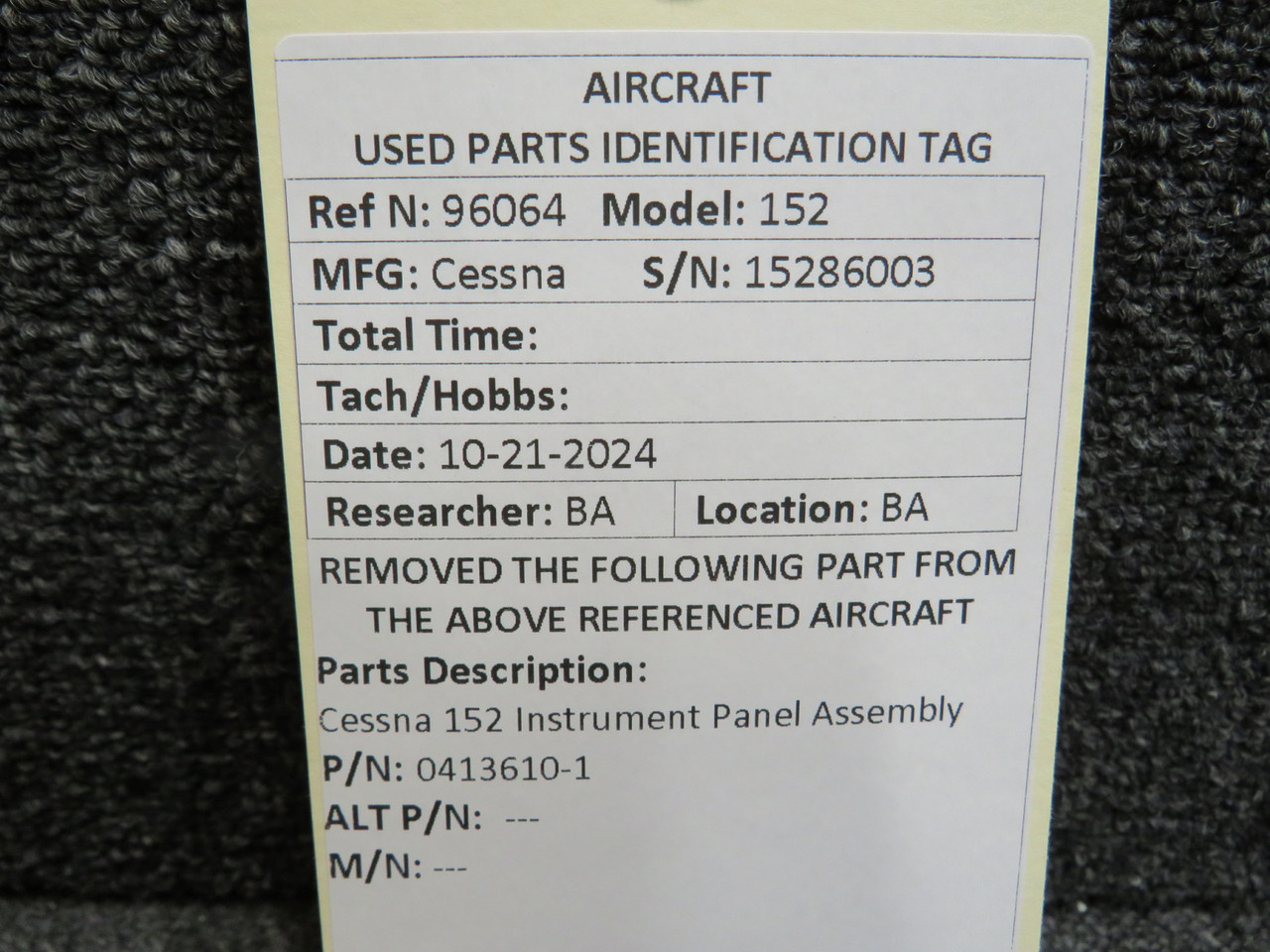 0413610-1 Cessna 152 Instrument Panel Assembly For Sale