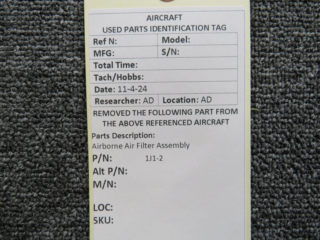 1J1-2 Airborne Air Filter Assembly For Sale