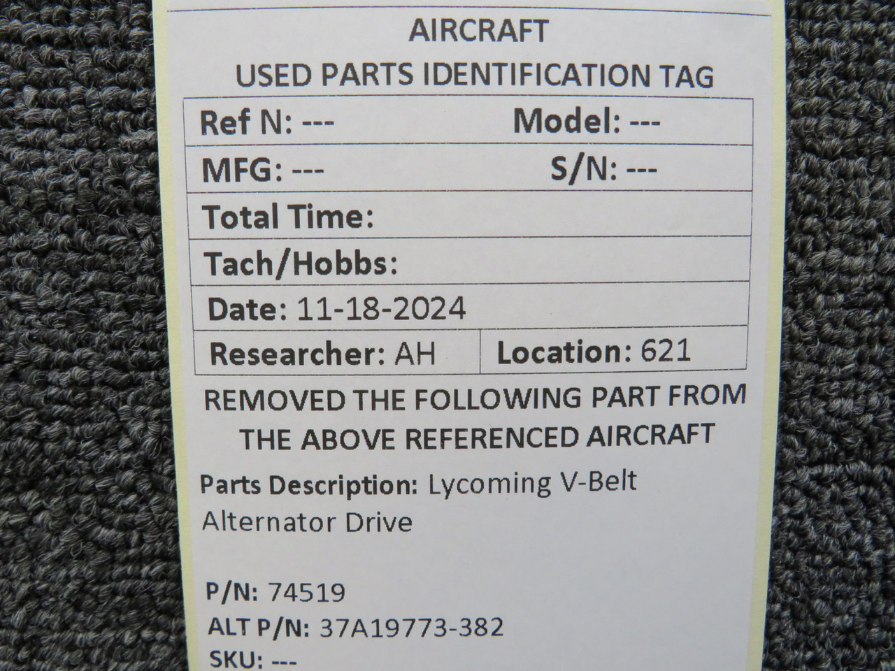 74519 Alternative Part Number 37A19773-382 Lycoming V-Belt