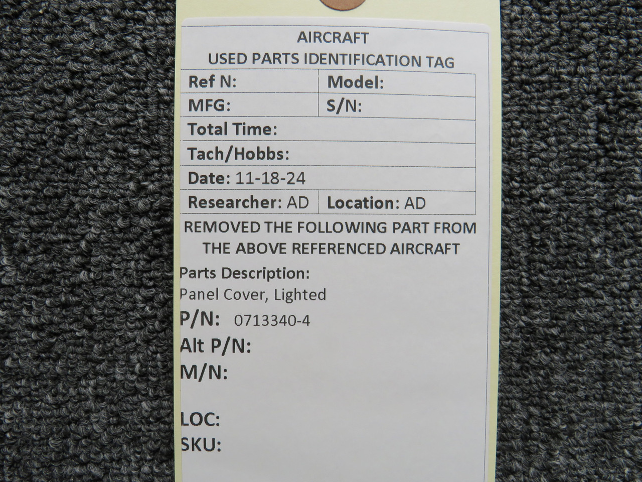 0713340-4 Cessna Instrument Panel Cover LH Lighted
