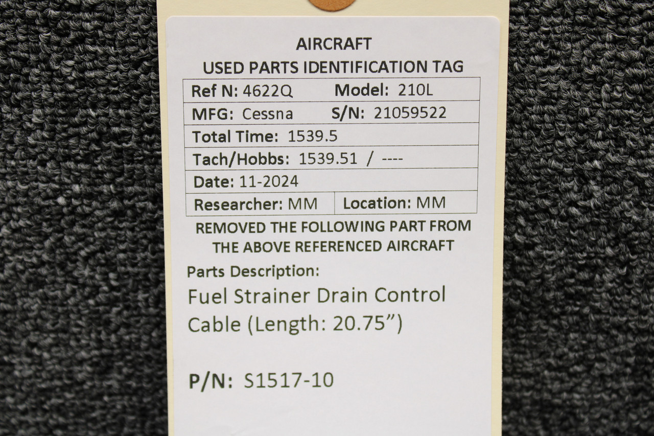 245ページ S1517-10 Cessna 210L Fuel Strainer Drain Control Cable