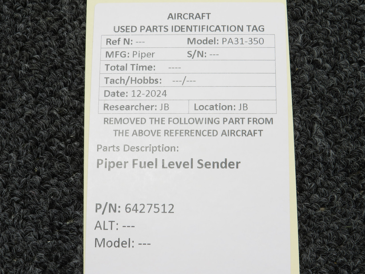 6427512 Piper Fuel Level Sender For Sale