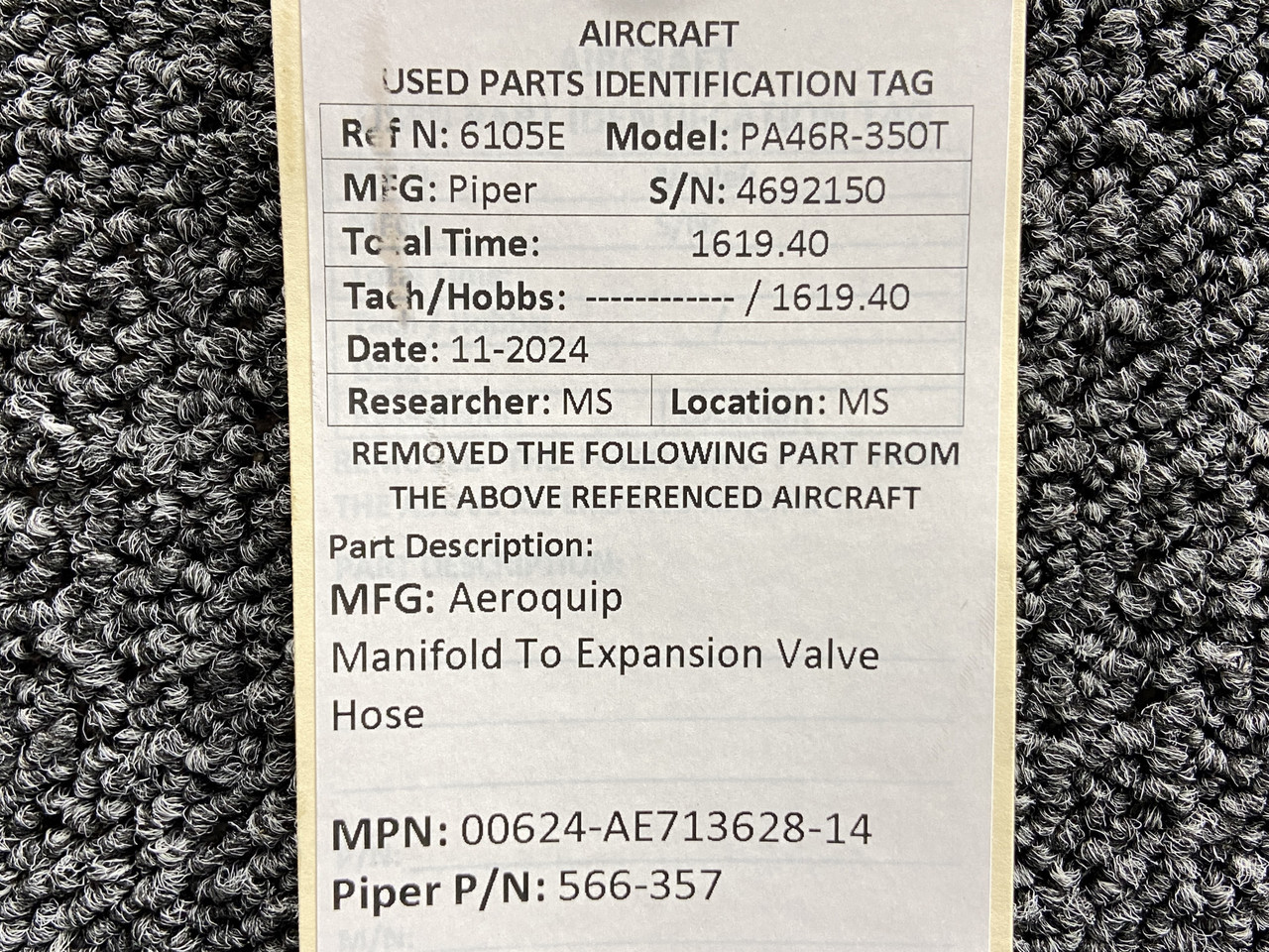 00624-AE713628-14 (Alt PN: 566-357) Aeroquip Manifold to Expansion ...