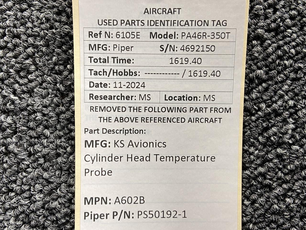 A602B (Alt PN: PS50192-1) KS Avionics Cylinder Head Temperature Probe