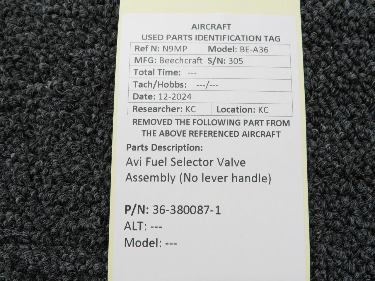 36-380087-1 Avi Fuel Selector Valve Assembly (Missing Lever Handle)