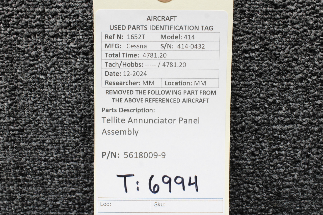 5618009-9 Cessna 414 Tellite Annunciator Panel Assembly For Sale