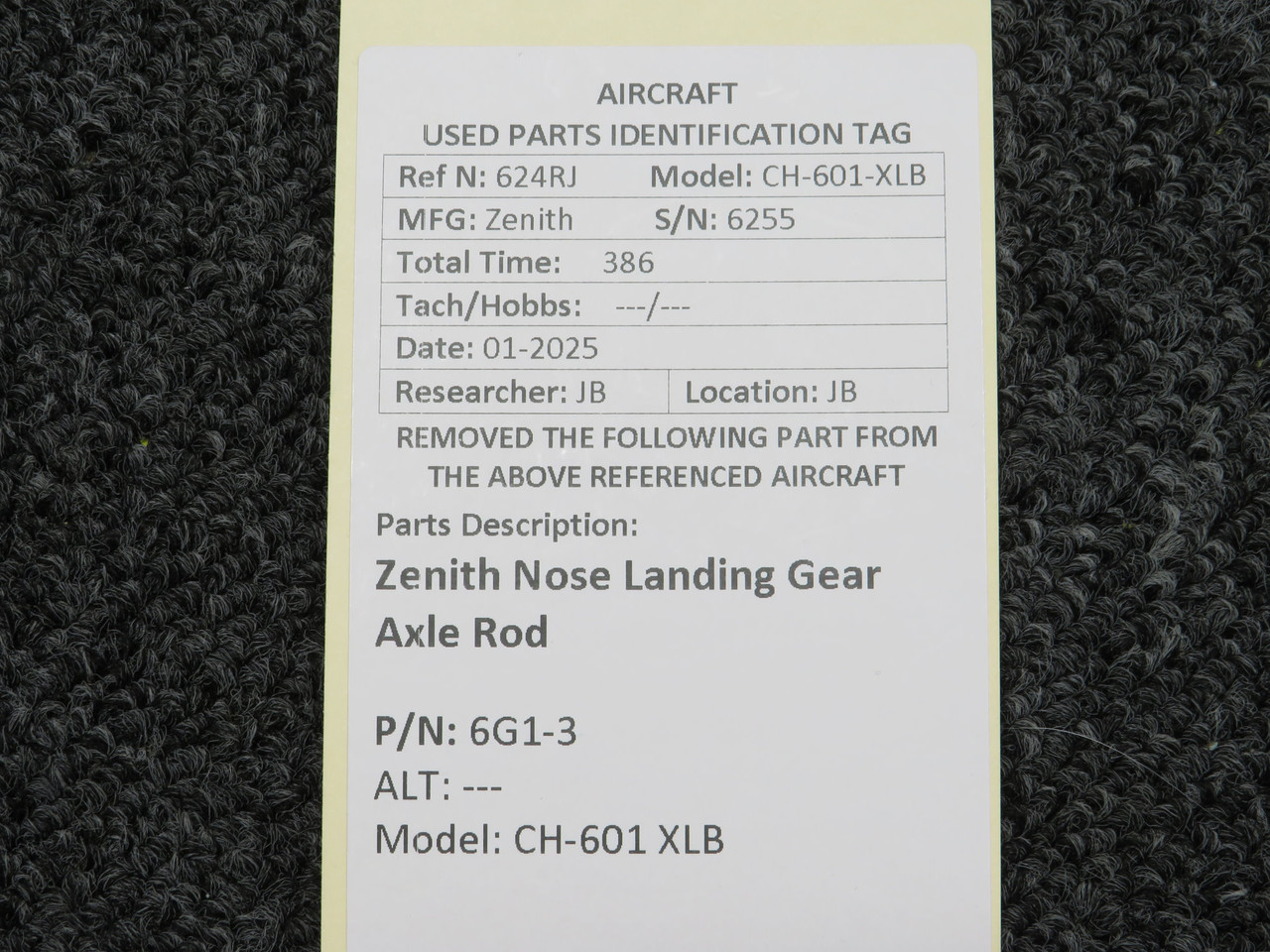 6G1-3 Zenith CH-601 XLB Nose Landing Gear Axle with Bearings For Sale