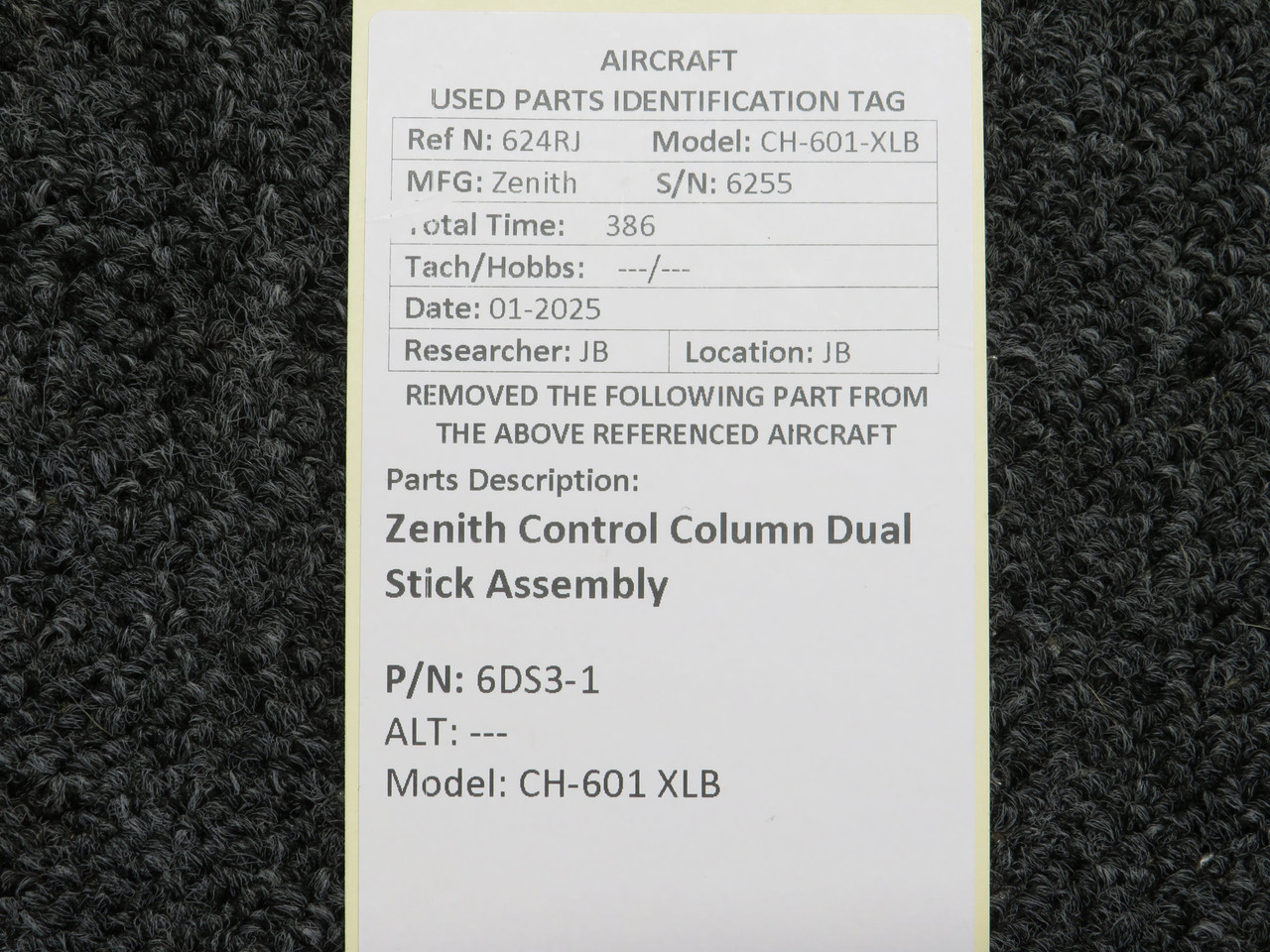 6DS3-1 Zenith CH-601 XLB Control Column Dual Stick Assembly For Sale