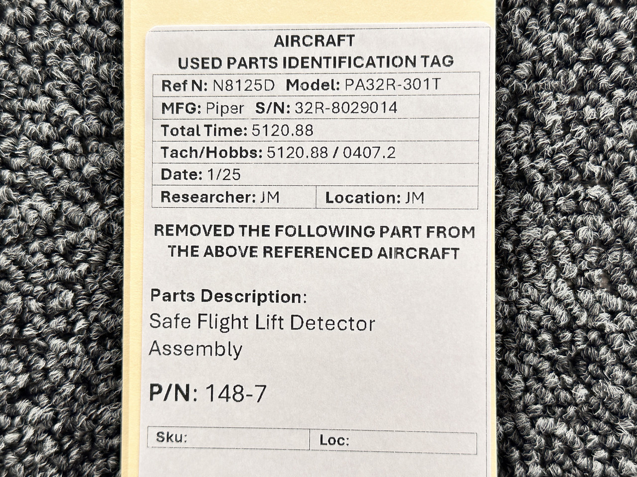 148-7 Safe Flight Lift Detector Assembly For Sale
