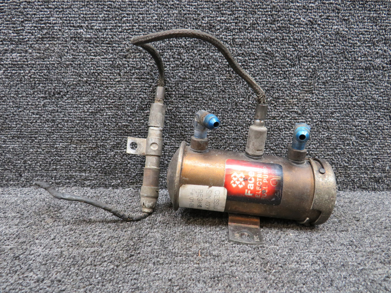 574A Facet Electric Fuel Pump Assembly with Fittings and Bracket (Worn)
