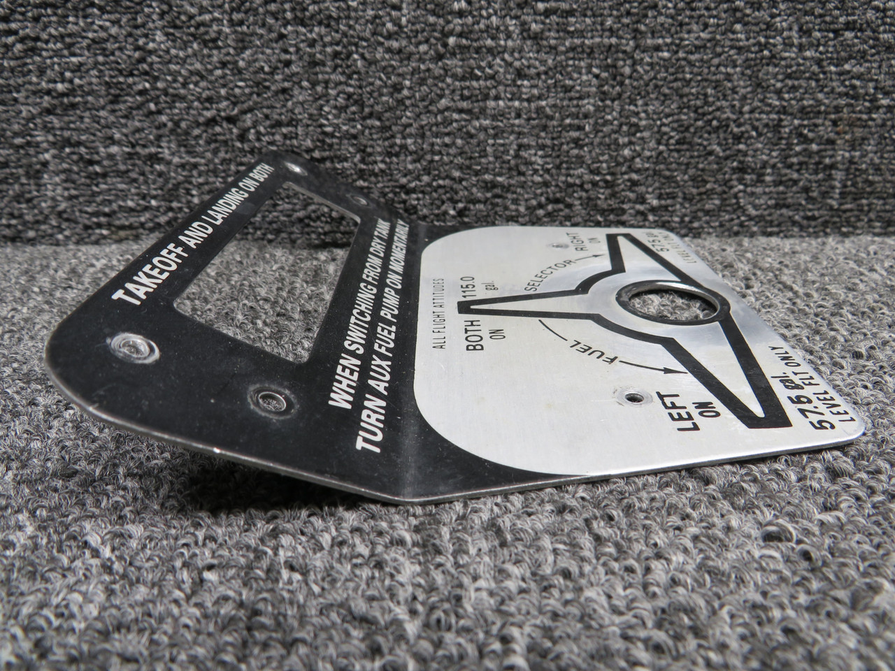 2105028-2 Cessna T210R Fuel Selector Placard (Wear and Tear)