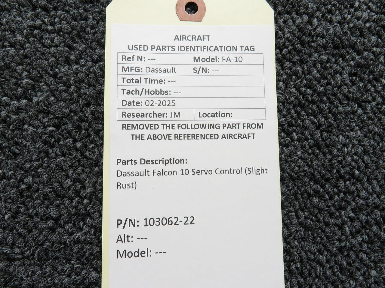 103062-22 Dassault Falcon 10 Servo Control (Slight Rust) For Sale