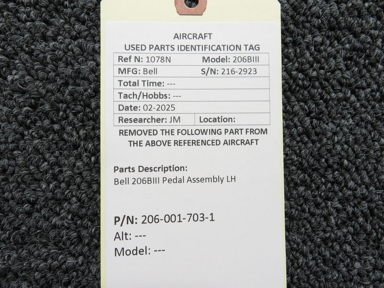 206-001-703-1 Bell 206BIII Pedal Assembly LH For Sale