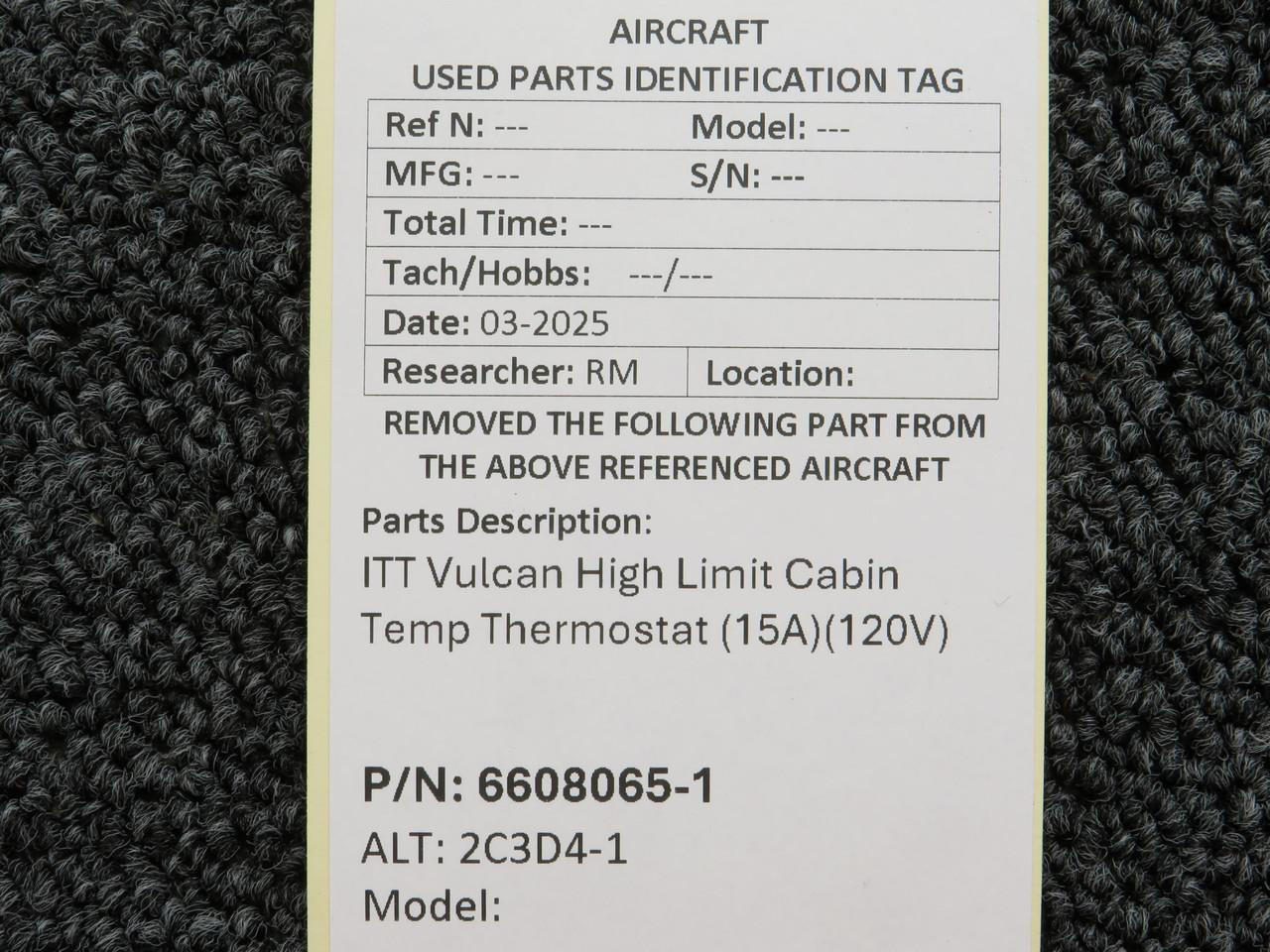 6608065-1 (Alternate: 2C3D4-1) ITT Vulcan High Limit Cabin Temp