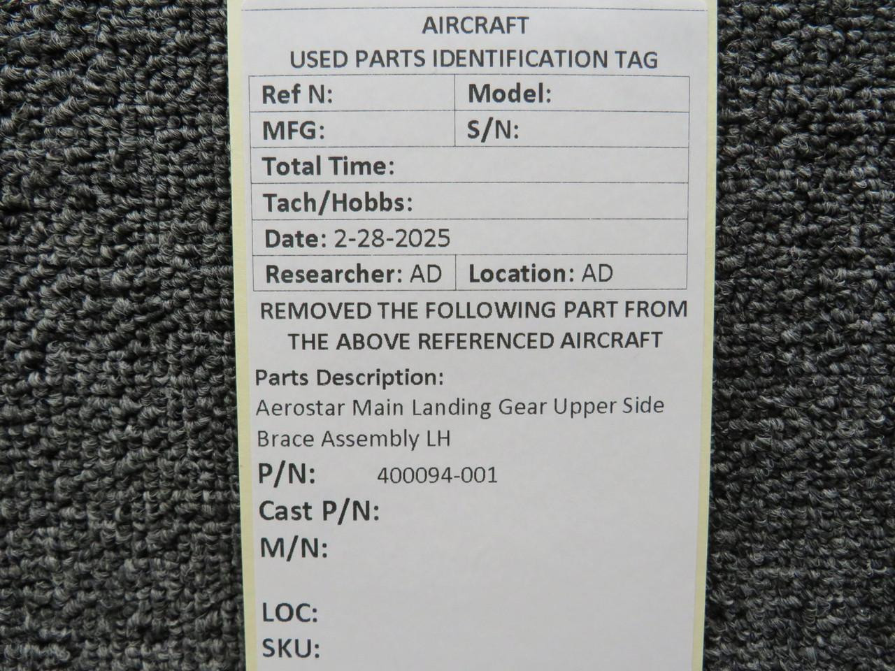 400094-001 Aerostar Main Landing Gear Upper Side Brace Assembly LH