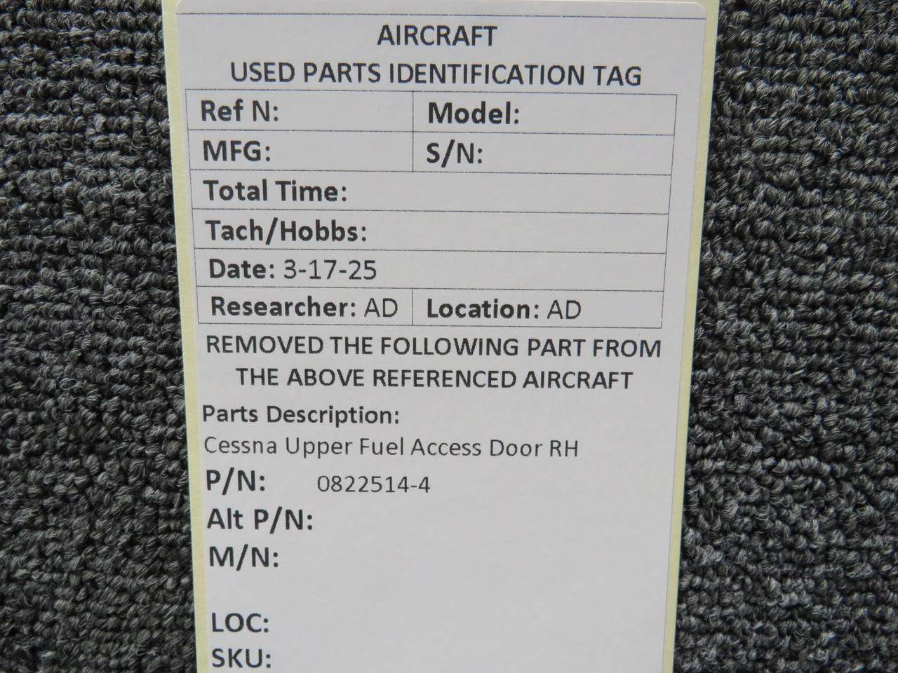 0822514-4 Cessna Upper Fuel Access Door RH For Sale