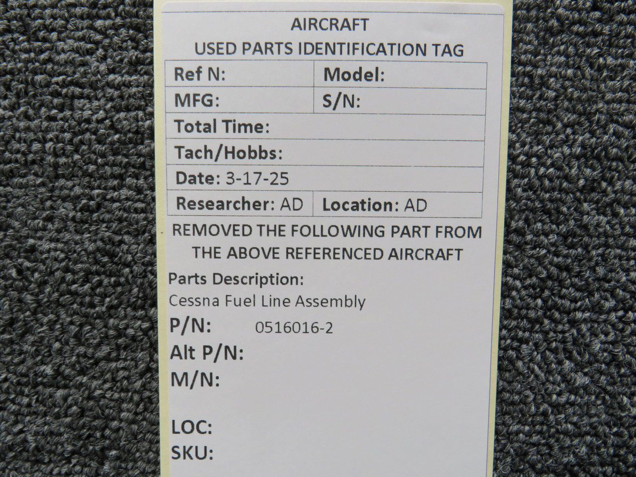 0516016-2 Cessna Fuel Line Assembly For Sale
