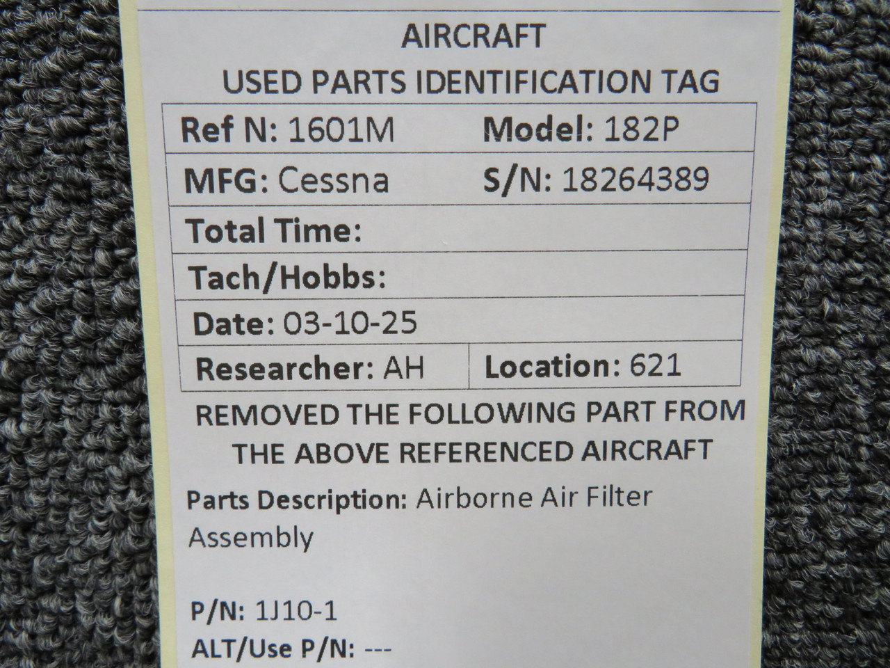 1J10-1 Airborne Air Filter Assembly For Sale