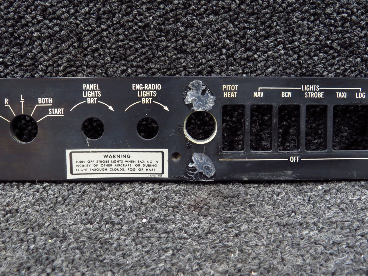 2013150-2 Cessna 177RG Astronics Electroluminescent Switch Panel