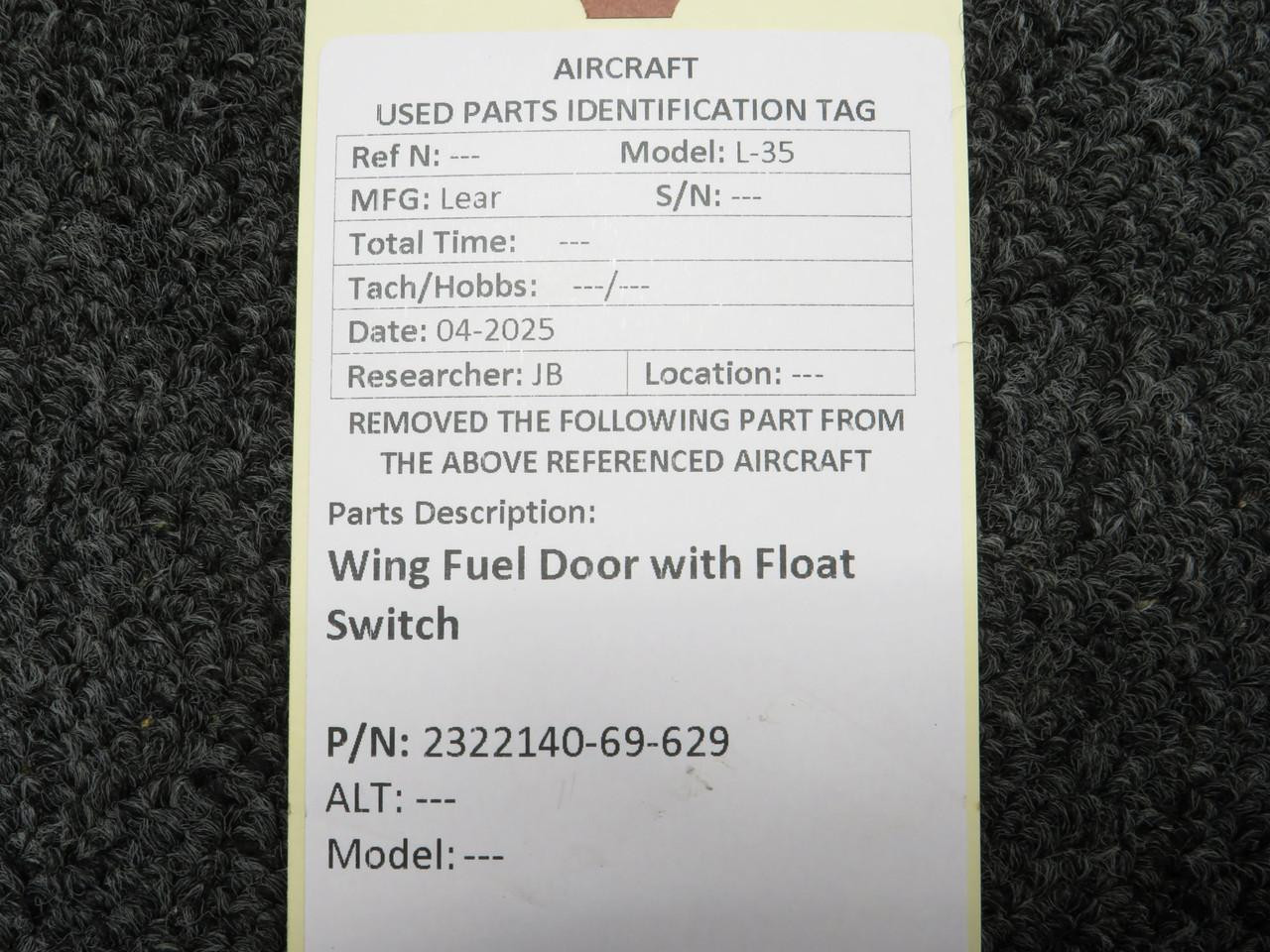 2322140-69-629 Lear 35 Wing Fuel Door with Float Switch For Sale